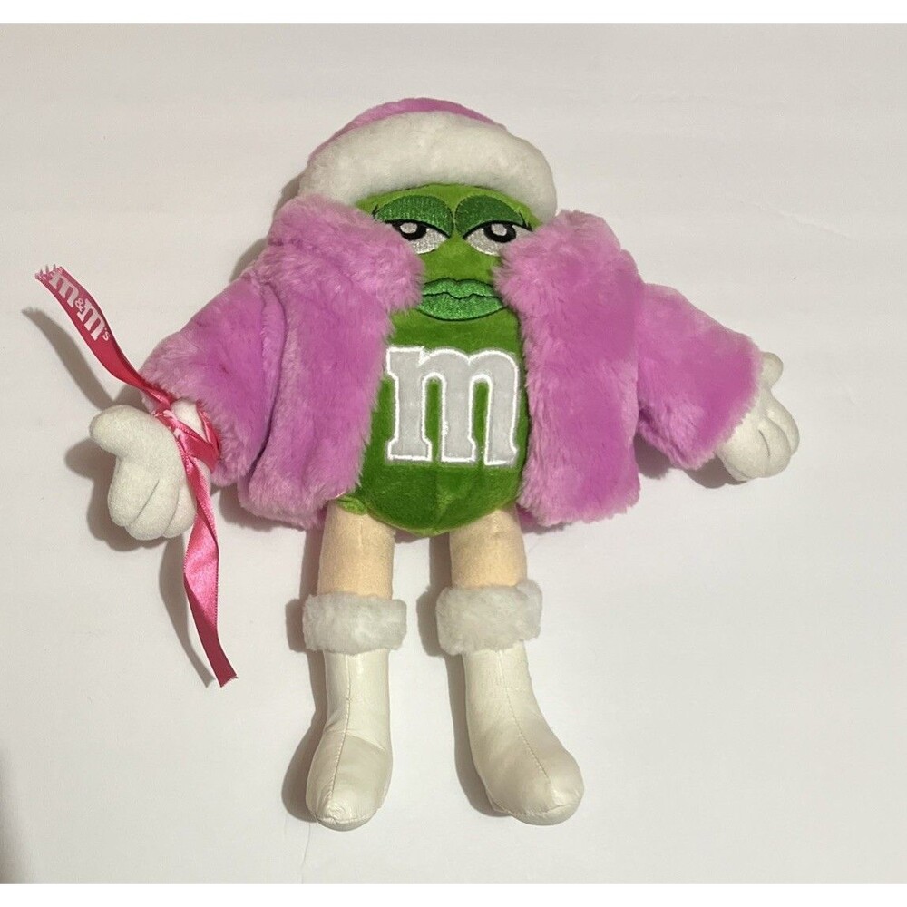 M&M Ms. Green Plush W/Iconic White Boots EUC